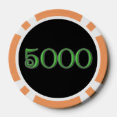 Zwart Iers sinaasappel 5000 gestreepte pokerchip (Achterkant)