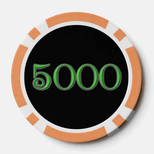 Zwart Iers sinaasappel 5000 gestreepte pokerchip (Achterkant)