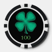 Zwart Iers zwart 100 gestreepte poker chip (Voorkant)
