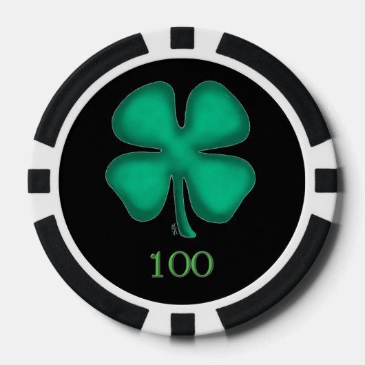Zwart Iers zwart 100 gestreepte poker chip (Voorkant)