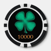 Zwart Iers zwart goud 10000 gestreepte poker chip (Voorkant)