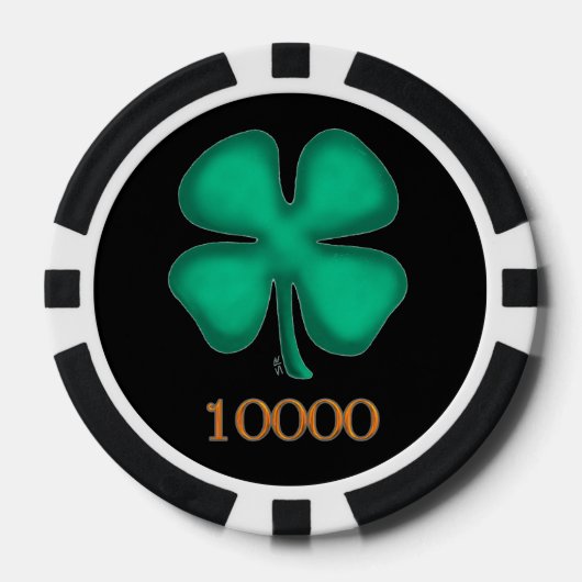 Zwart Iers zwart goud 10000 gestreepte poker chip (Voorkant)