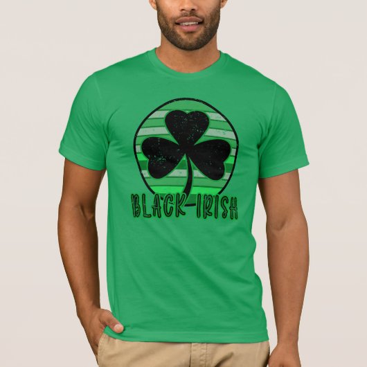 ZWART IERS Zwart Shamrock St Patricks Verdrietig T-shirt (Voorkant)