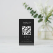 Zwart IG, FB, YouTube Social Modern QR Code Visitekaartje (Staand voorkant)