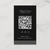 Zwart IG, FB, YouTube Social Modern QR Code Visitekaartje (Voorkant)