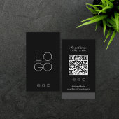 Zwart IG, FB, YouTube Social Modern QR Code Visitekaartje