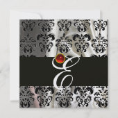 ZWART-IJKZIJDE DAMASKMONOGRAM RODE RUBY KAART (Voorkant)