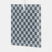 Zwart ijs geruit bord patroon glas ornament (Voorkant links)