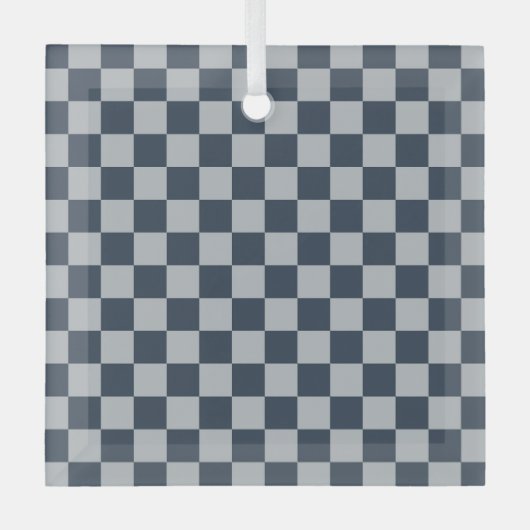 Zwart ijs geruit bord patroon glas ornament (Voorkant)