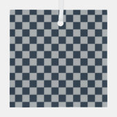 Zwart ijs geruit bord patroon glas ornament (Achterkant)