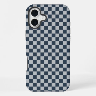 Zwart ijs geruit bordpatroon iPhone 16 plus hoesje
