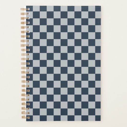 Zwart ijs geruit bordpatroon planner (Voorkant)