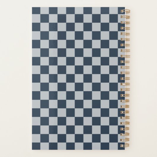 Zwart ijs geruit bordpatroon planner (Achterkant)