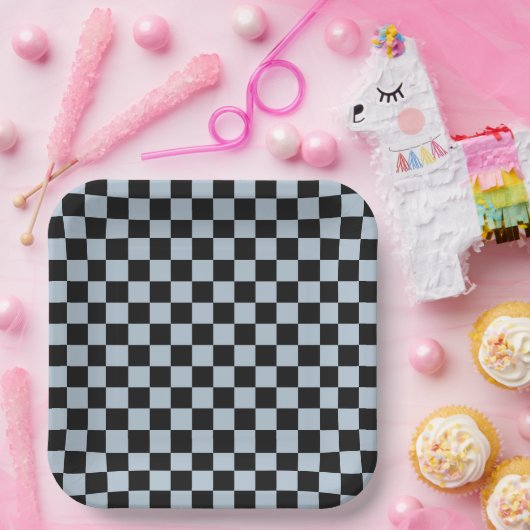 Zwart ijs geruit patroon papieren bordje (Feest)