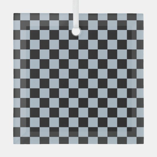 Zwart ijs schaakbordpatroon glas ornament (Voorkant)
