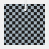 Zwart ijs schaakbordpatroon glas ornament (Achterkant)