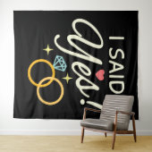 Zwart Ik Heb Ja Gezegd Verloving Feest Wandkleed (In Situ (horizontaal))