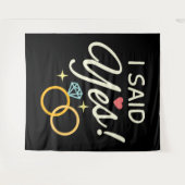 Zwart Ik Heb Ja Gezegd Verloving Feest Wandkleed (Voorkant (horizontaal))