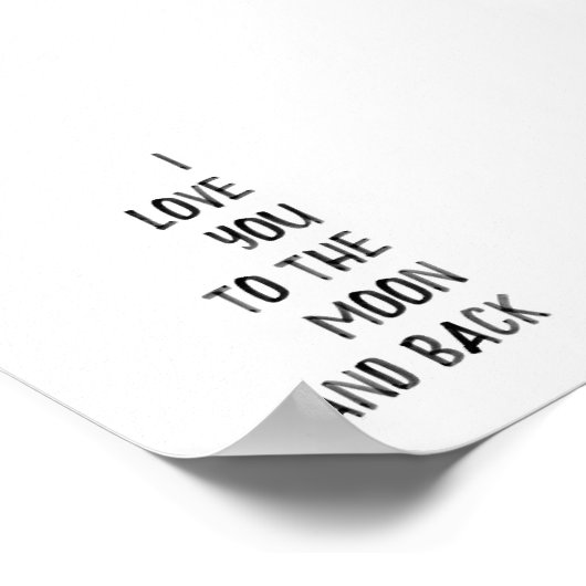 Zwart Ik hou van je naar de maan en terug print (Hoek)