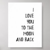 Zwart Ik hou van je naar de maan en terug print (Voorkant)