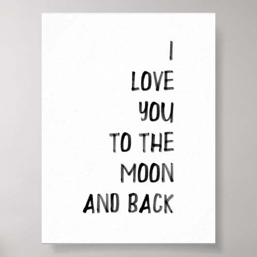 Zwart Ik hou van je naar de maan en terug print (Voorkant)