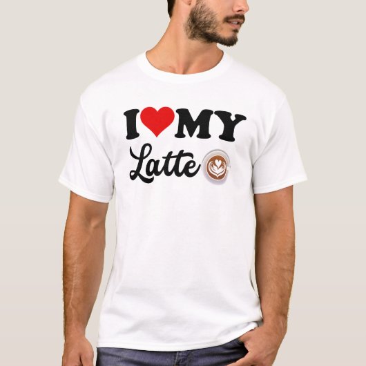 Zwart Ik hou van mijn Latte T-shirt (Voorkant)