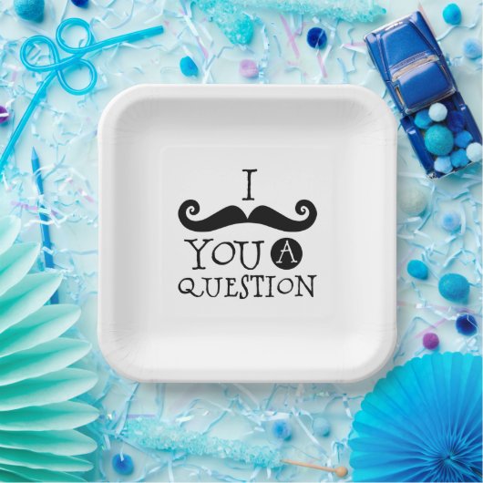 Zwart Ik snor je een vraag Papieren Bordje (Feest)