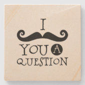 Zwart Ik snor je een vraag Stenen Onderzetter (Voorkant)