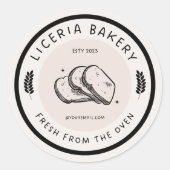 Zwart Illustratie Food Bakery Circle Sticker (Voorkant)