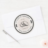 Zwart Illustratie Food Bakery Circle Sticker (Envelop)