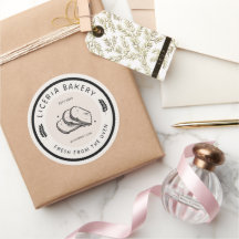 Zwart Illustratie Food Bakery Circle Sticker