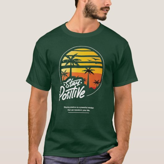 Zwart illustratief verblijf positief T- Shirt ontw (Voorkant)