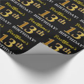 Zwart, Imitatie Goud "13e VERJAARDAG" Cadeaupapier (Hoek)