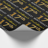 Zwart, Imitatie Goud "17e VERJAARDAG" Cadeaupapier (Hoek)