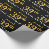 Zwart, Imitatie Goud "39e VERJAARDAG" Cadeaupapier (Hoek)