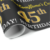 Zwart, Imitatie Goud "45e VERJAARDAG" Cadeaupapier (Rol Hoek)