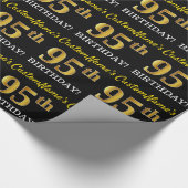 Zwart, Imitatie Goud "95e VERJAARDAG" Cadeaupapier (Hoek)