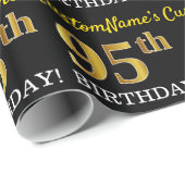 Zwart, Imitatie Goud "95e VERJAARDAG" Cadeaupapier (Rol Hoek)