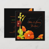 Zwart in Red Floral 50th Golden Wedding Jubileum Kaart (Voorkant / Achterkant)