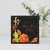 Zwart in Red Floral 50th Golden Wedding Jubileum Kaart (Staand voorkant)