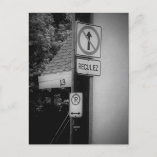 Zwart in White Street Signs Modern Art Contemmoder Briefkaart