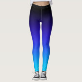 Zwart Indigo Blauw en Aqua Gradiënt Leggings (Voorkant)