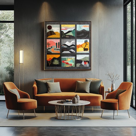 Zwart ingelijst Minimal Desert Art Grid - Geometri Perfect Poster