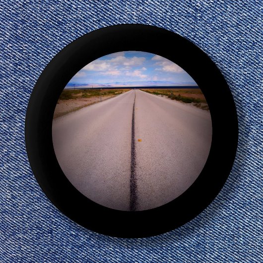 Zwart ingelijste foto ronde button 5,7 cm