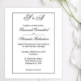 Zwart ingelijste monogrammen minimalistische budge flyer