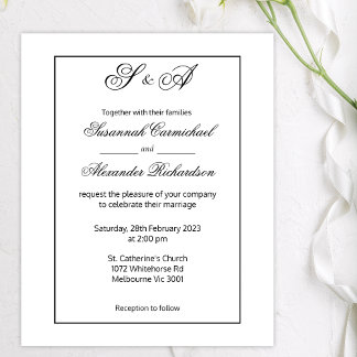 Zwart ingelijste monogrammen minimalistische budge flyer