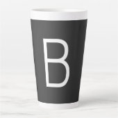 Zwart Initiaal Letter Monogram Modern Latte Mok (Voorkant)