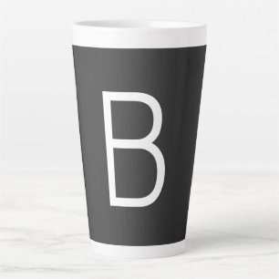 Zwart Initiaal Letter Monogram Modern Latte Mok