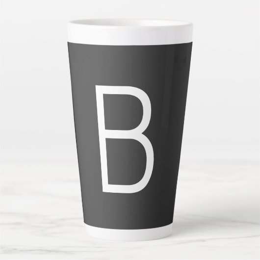 Zwart Initiaal Letter Monogram Modern Latte Mok (Voorkant)