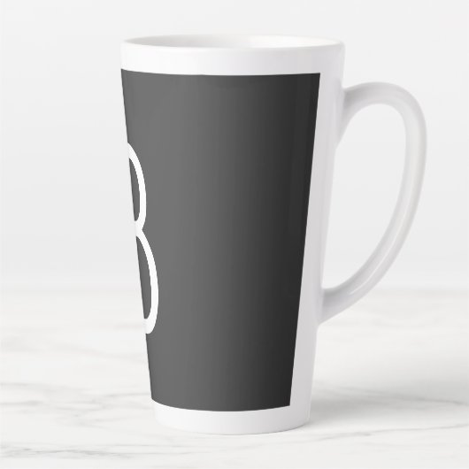 Zwart Initiaal Letter Monogram Modern Latte Mok (Rechts)
